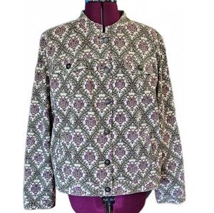 Charter Club Paisley Boho Purple Green Patterned Jacket Structured Silhouette
